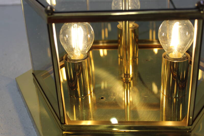 Vintage Lampe Brumberg - Messing, Rauchglas 70er