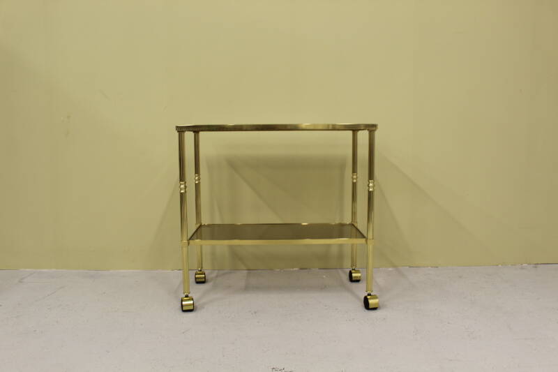 Vintage bar cart, serving trolley - brass, smoked glass, 1970s