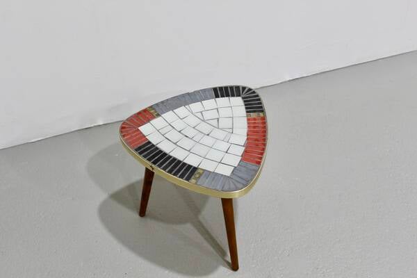 Vintage Pflanzentisch, Beistelltisch Mosaik - 60er | 01131
