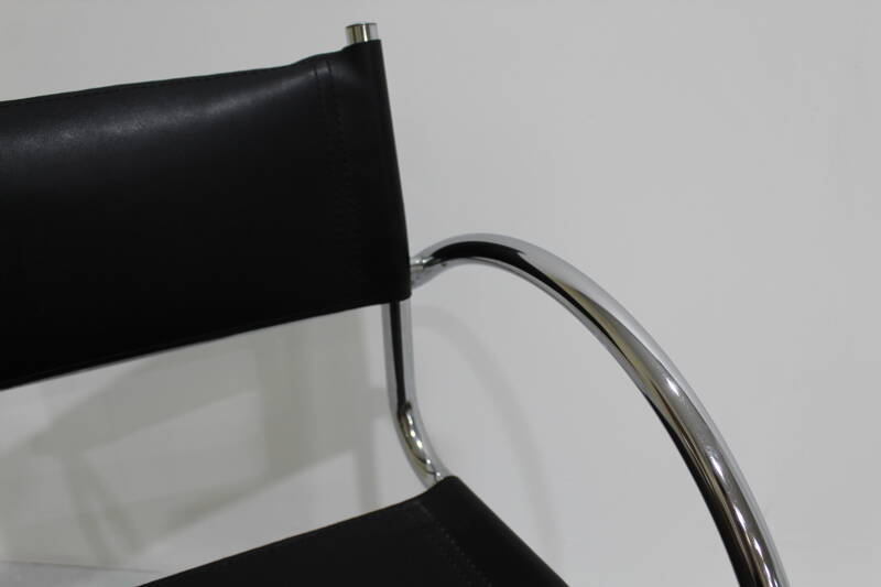 Vintage buisframe stoel - Italiaans, leer, zwart | 00937