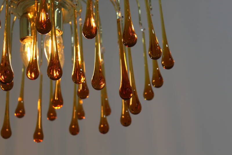 Vintage Murano teardrop lamp - amber colored | 01103