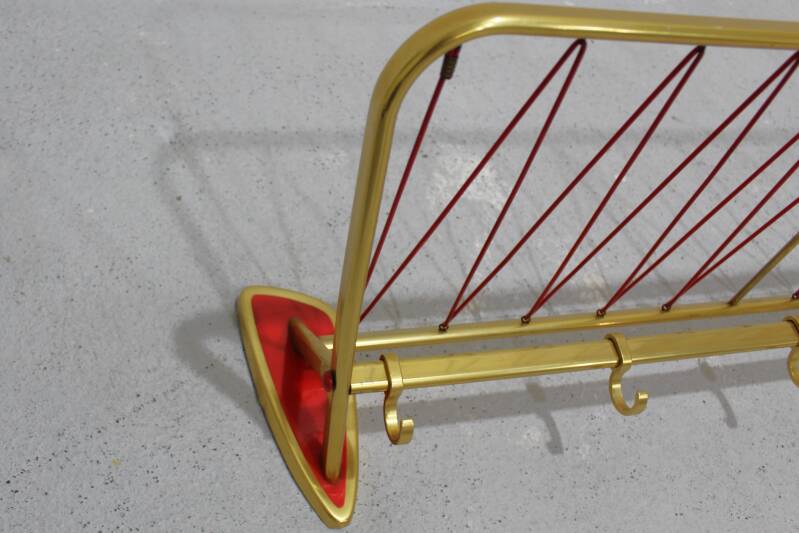 Vintage kapstok, garderobe - jaren '50/'60 goud, rood