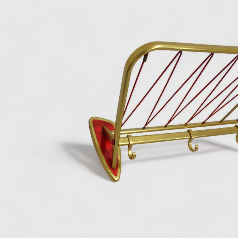 Vintage kapstok, garderobe - jaren '50/'60 goud, rood