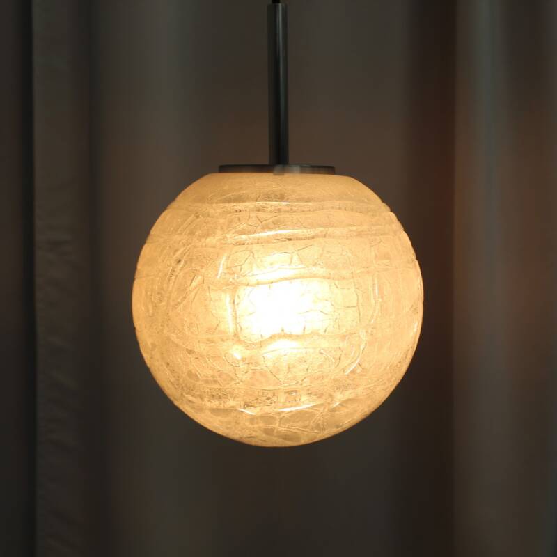 Vintage DORIA ball lamp - iced glass S