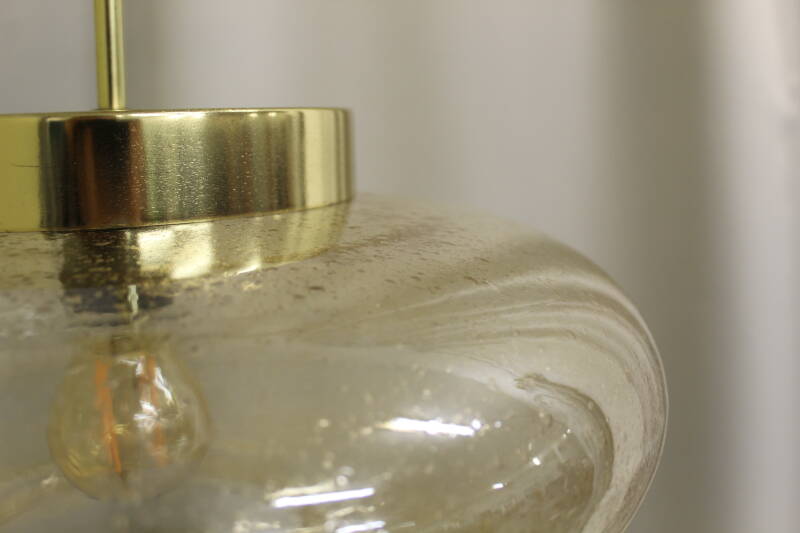 Vintage hanglamp AKA Leuchten, messing goud glas | 00790