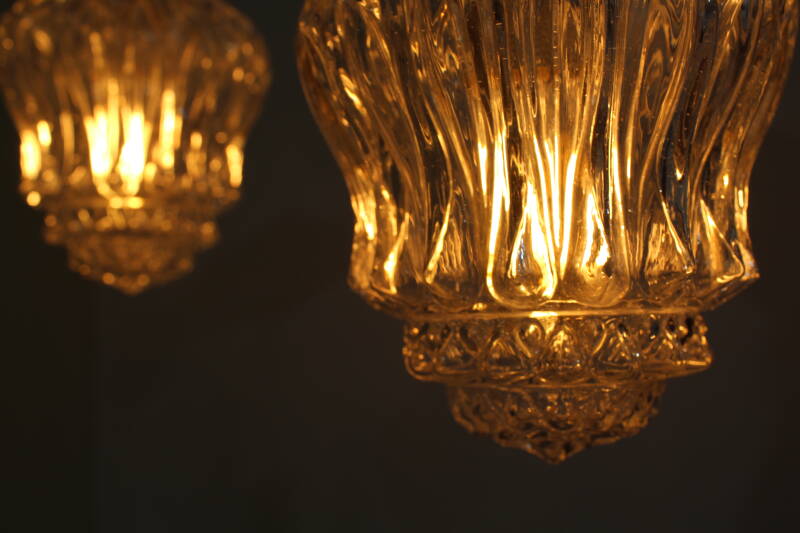 Vintage cascade lamp - transparant, hout, jaren '70 | 00942