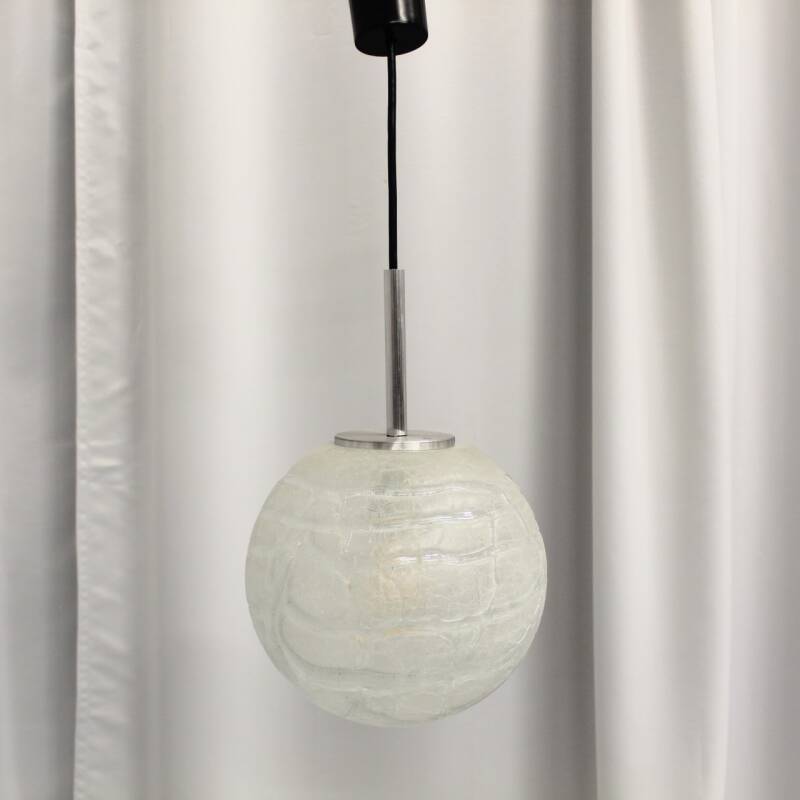 Vintage DORIA ball lamp - iced glass S