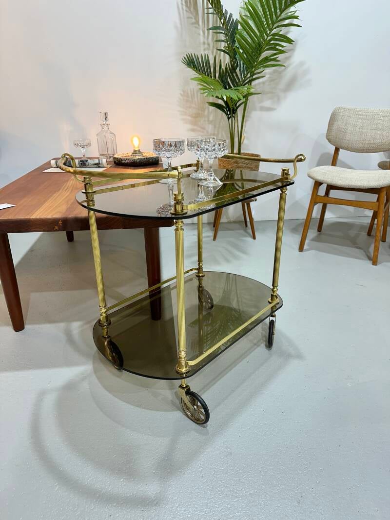 Vintage barcart, serveerwagen - messing | 01154