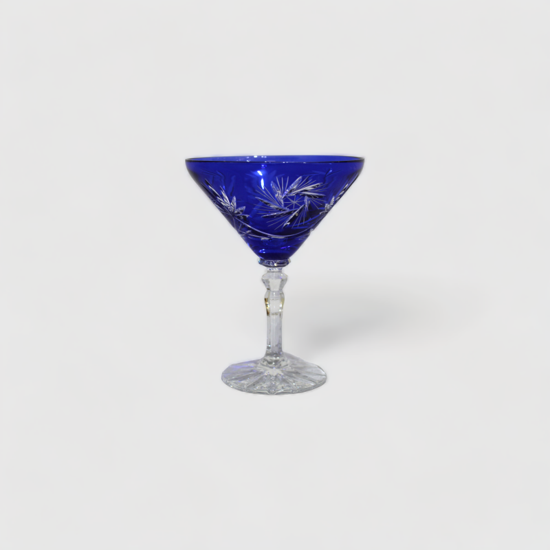 Vintage crystal martini glass - cobalt blue