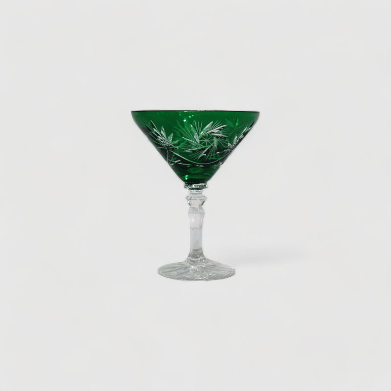Vintage crystal martini glass - green