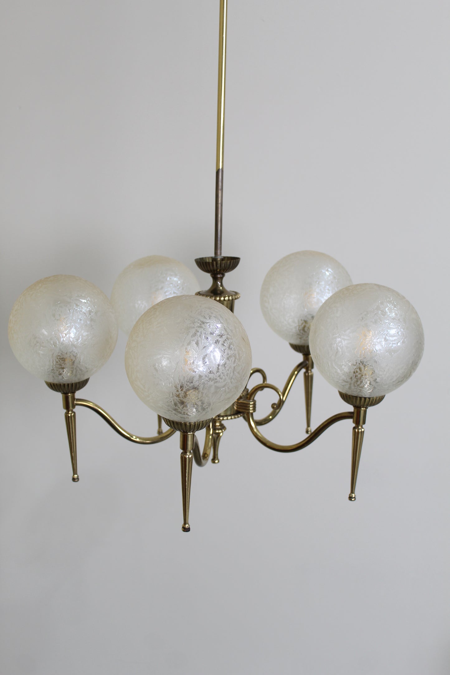 Vintage hanglamp, kroonluchter - messing jaren '50