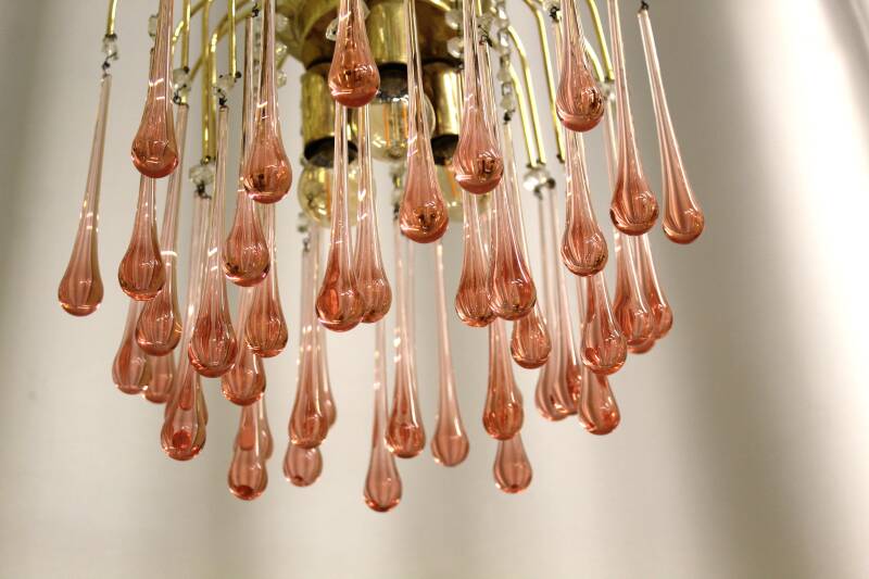 Vintage teardrop lamp - roze, goud jaren '70