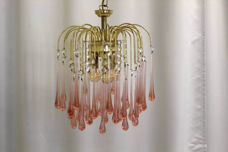 Vintage teardrop lamp - roze, goud jaren '70