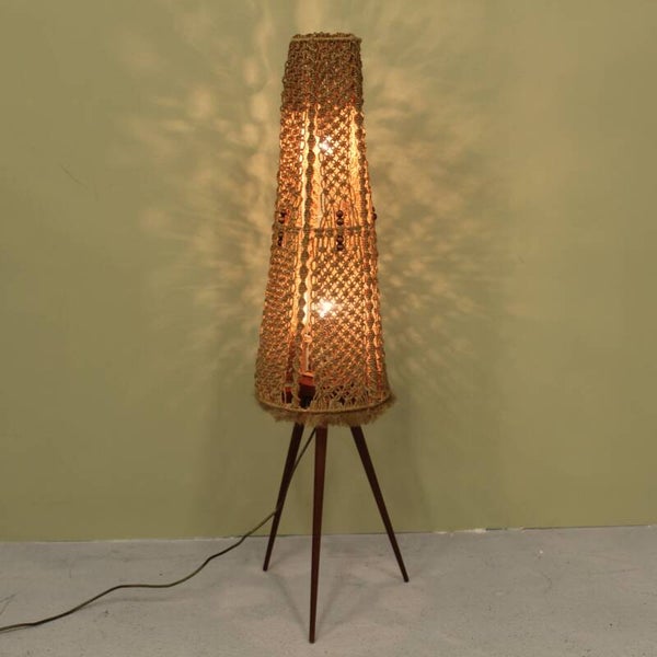 Vintage Stehlampe, Makramee