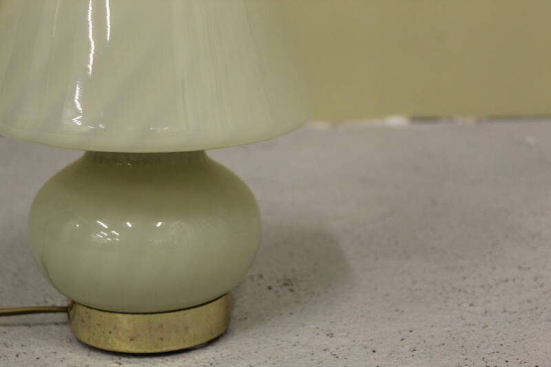 Vintage Murano Swirl Mushroom lamp - green glass 70s | 00764