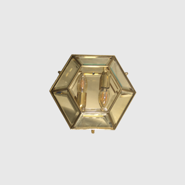 Vintage Wandlampe, Deckenlampe, Deckenleuchte - Messing Glas | 00959