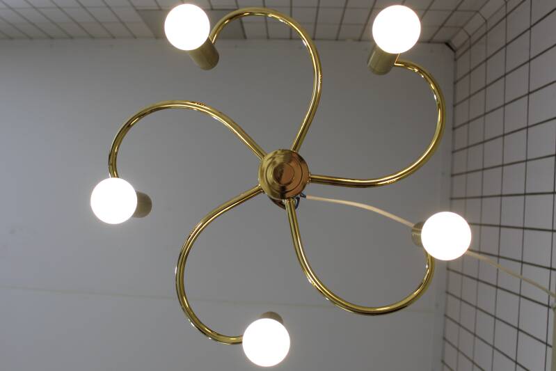 Vintage plafondlamp - 5- armig goud | 00841