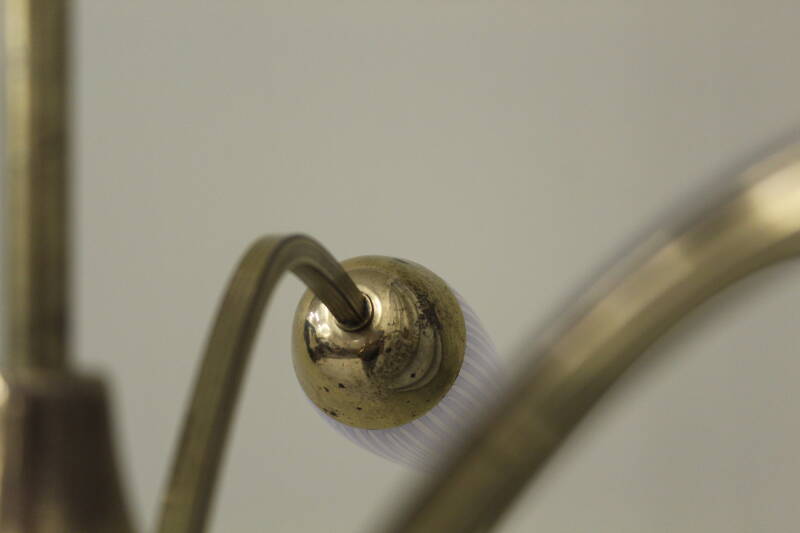 Vintage hanglamp, 6-armig - messing, glas jaren '60/'70 | 00797