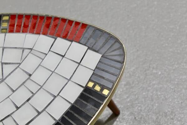 Vintage Pflanzentisch, Beistelltisch Mosaik - 60er | 01131