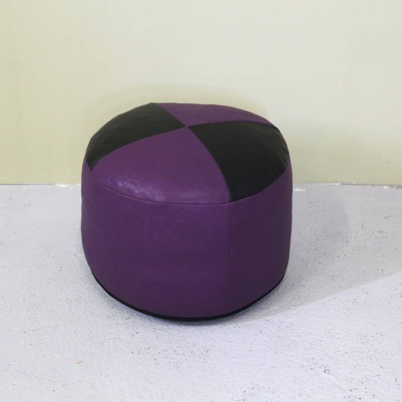 Vintage pouf purple/black leather