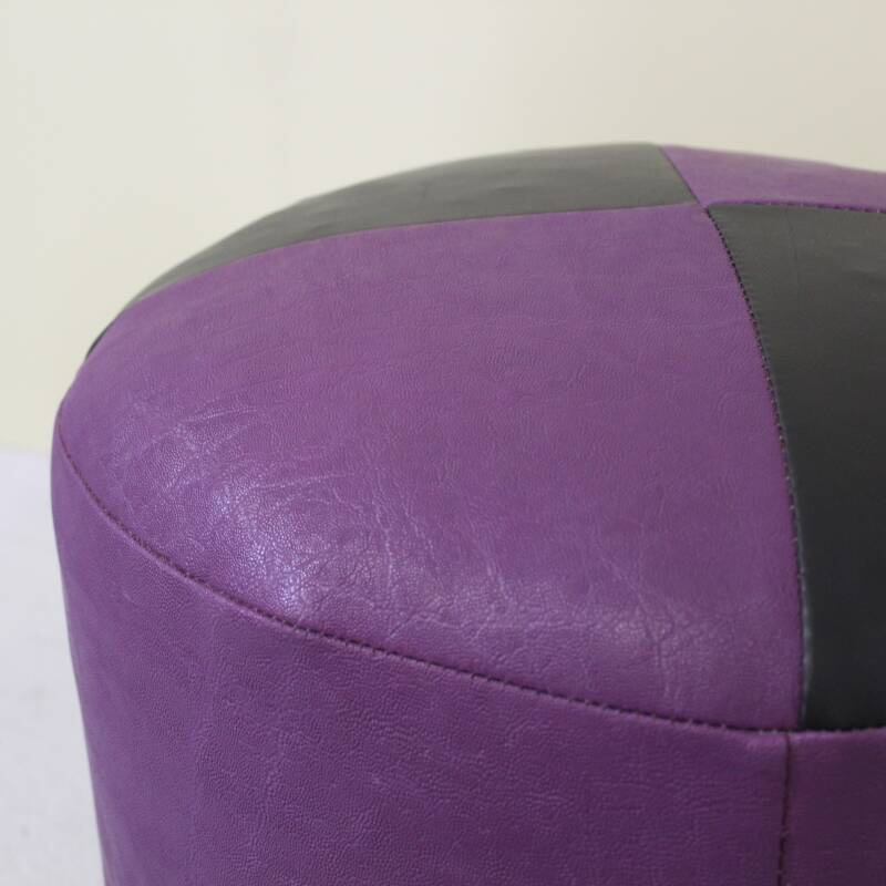 Vintage pouf purple/black leather