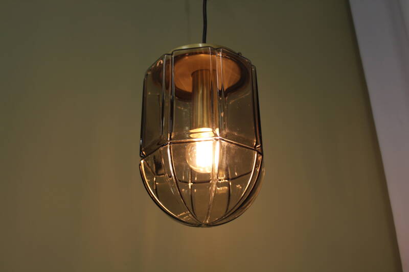 Vintage Peill & Putzler hanglamp - rookglas | 00748