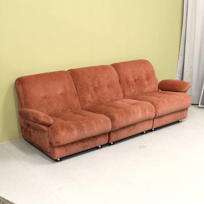 Vintage pink modular sofa, 3/4 seater