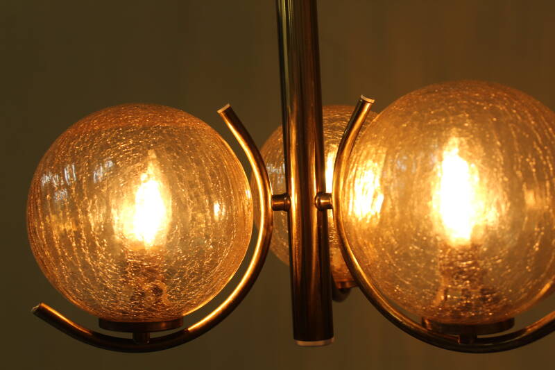 Vintage pendant lamp Richard Essig - 3 arms, brass 70s | 00816