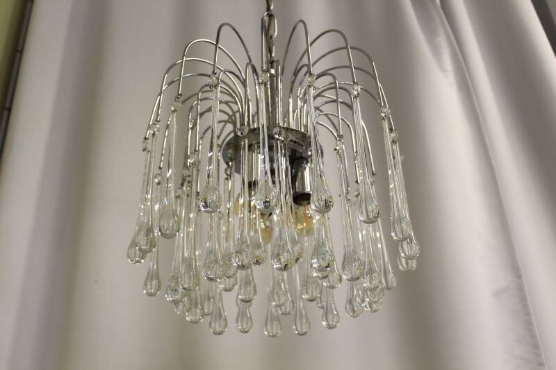 Vintage Murano teardrop lamp - zilver/transparant