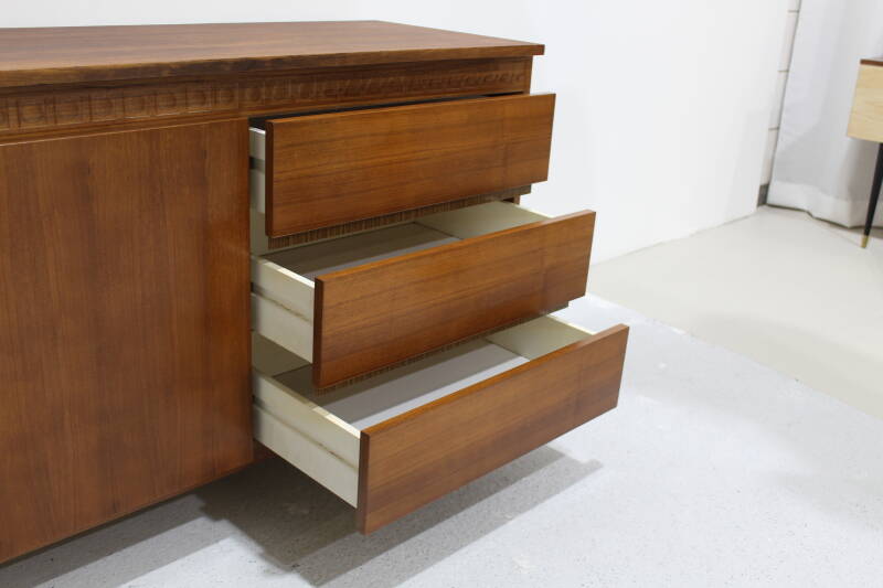 Vintage sideboard, sideboard - wood, chrome, 70s | 00984