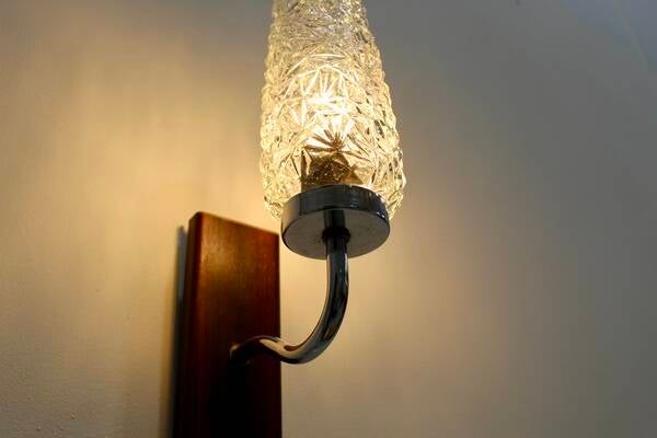 Vintage wall lamp - Wood, glass 1960s | 01118