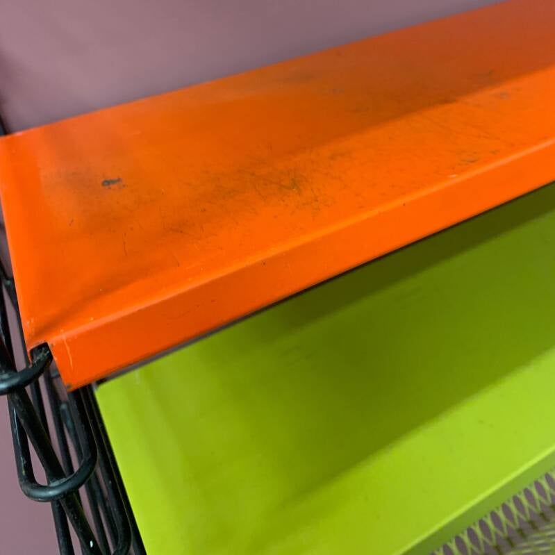 Vintage Wandregal/Wandständer Tomado - 70er Jahre grün, orange