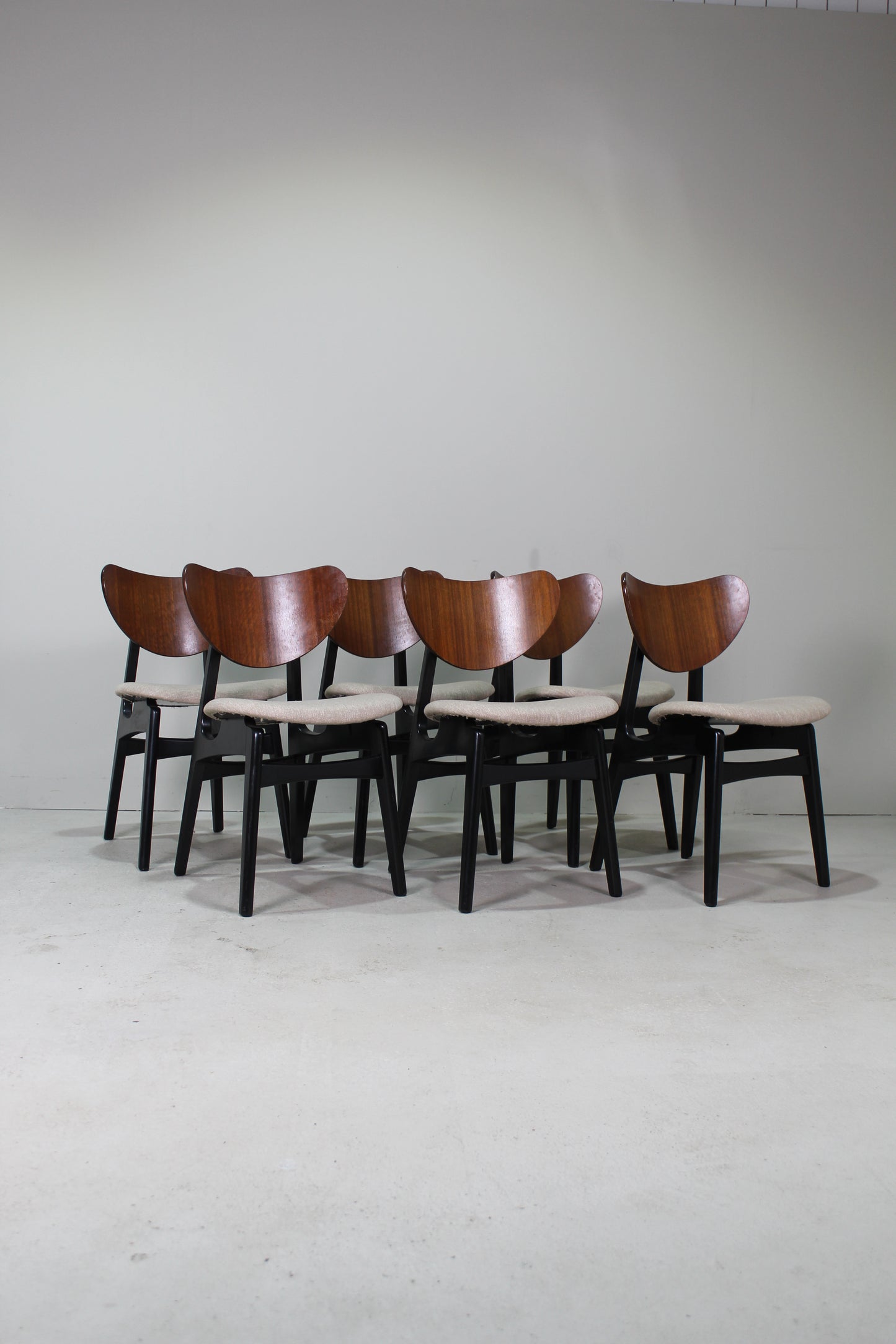 6x Vintage eetkamerstoelen G-plan, beige, jaren '60