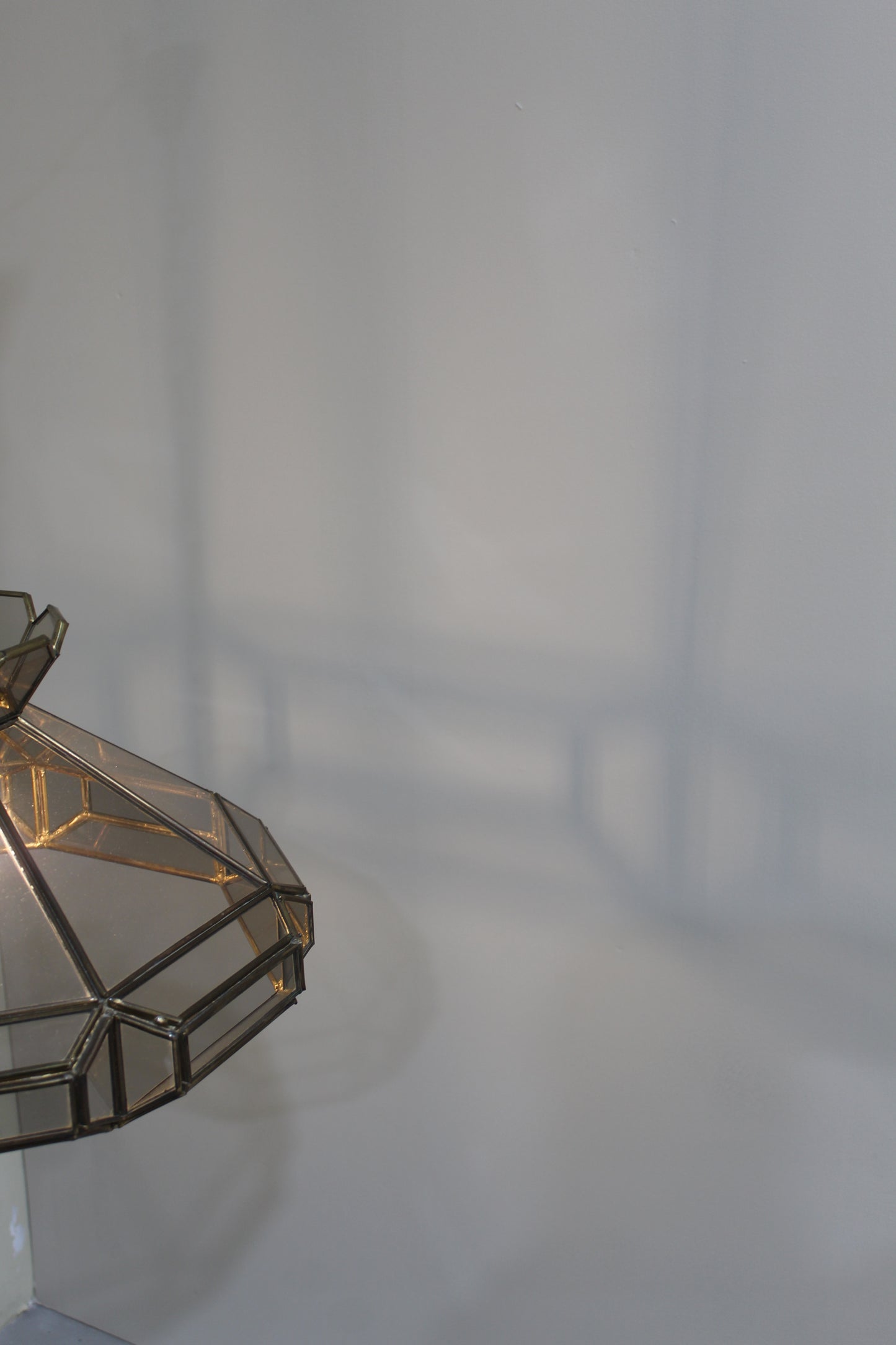 Vintage Pendelleuchte Buntglas - Rauchglas, 70er