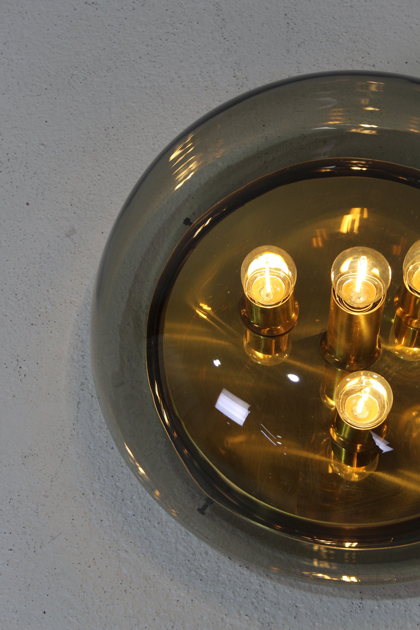 Vintage design plafondlamp rookglas, wandlamp - jaren '70