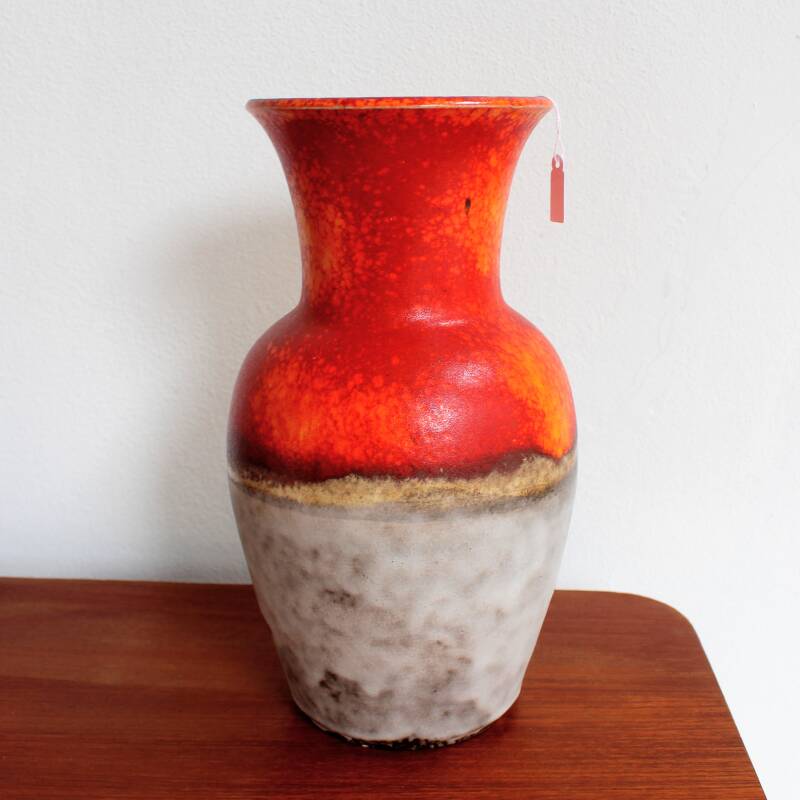 West Germany vase L - orange/grey