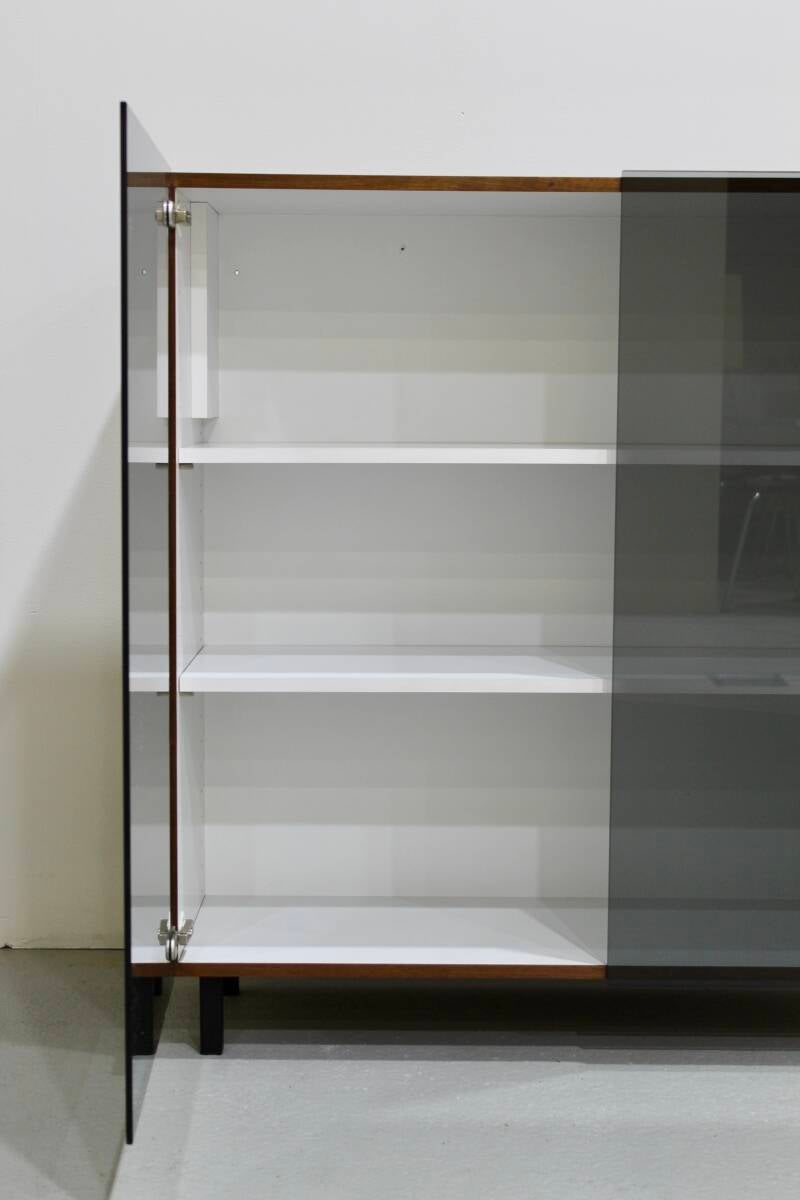 Vintage display cabinet - smoked glass, wood, 70s | 01248