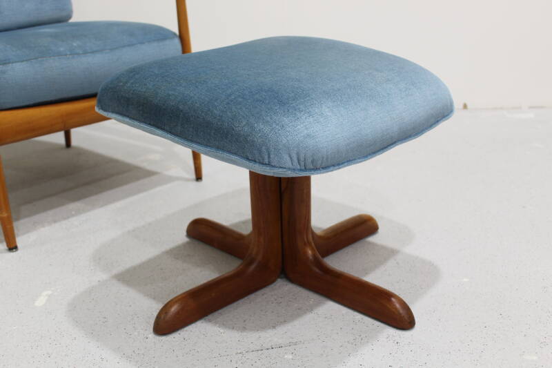Vintage design fauteuil met voetenbank - Knoll Antimott | 01053
