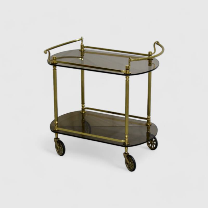 Vintage barcart, serveerwagen - messing | 01154