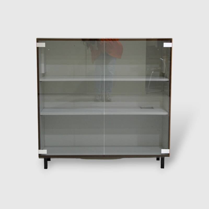 Vintage display cabinet - smoked glass, wood, 70s | 01248
