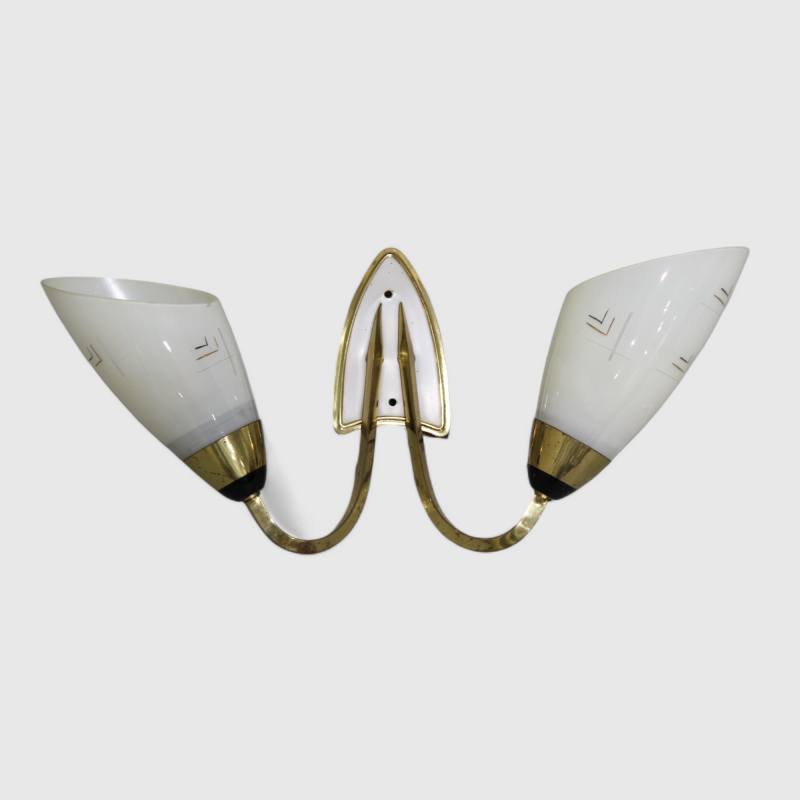 Vintage wall lamp - 1950s, brass, glass | 01340