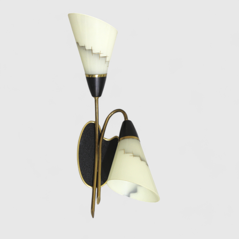 Vintage wall lamp - 1950s, brass, glass | 01342
