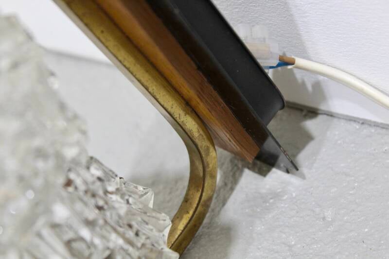 Vintage wall lamp - wood, glass 50s/60s | 01266