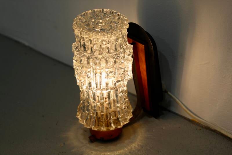 Vintage wall lamp - wood, glass 50s/60s | 01266