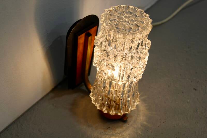 Vintage wall lamp - wood, glass 50s/60s | 01266