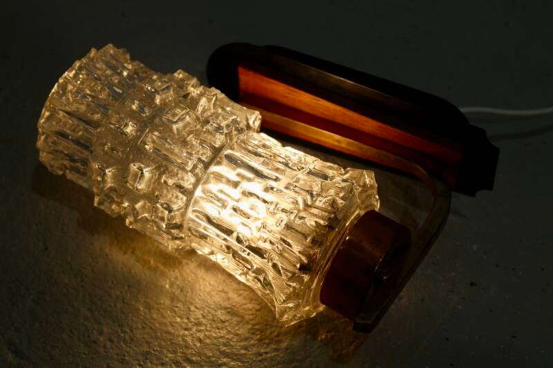 Vintage wall lamp - wood, glass 50s/60s | 01266