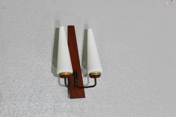 Vintage wall lamp – wood, opal glass | 01141