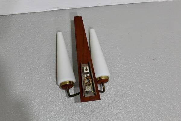 Vintage wall lamp – wood, opal glass | 01141