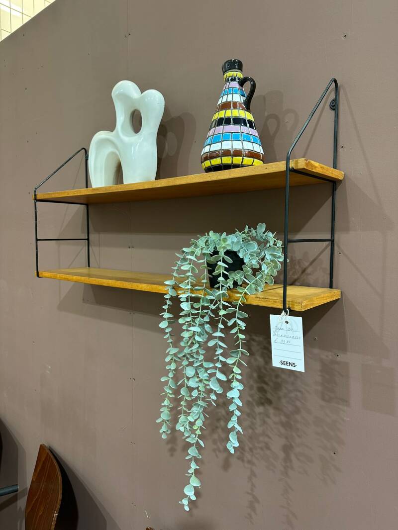 Vintage wooden wall shelf, wall rack – 60s | 014751