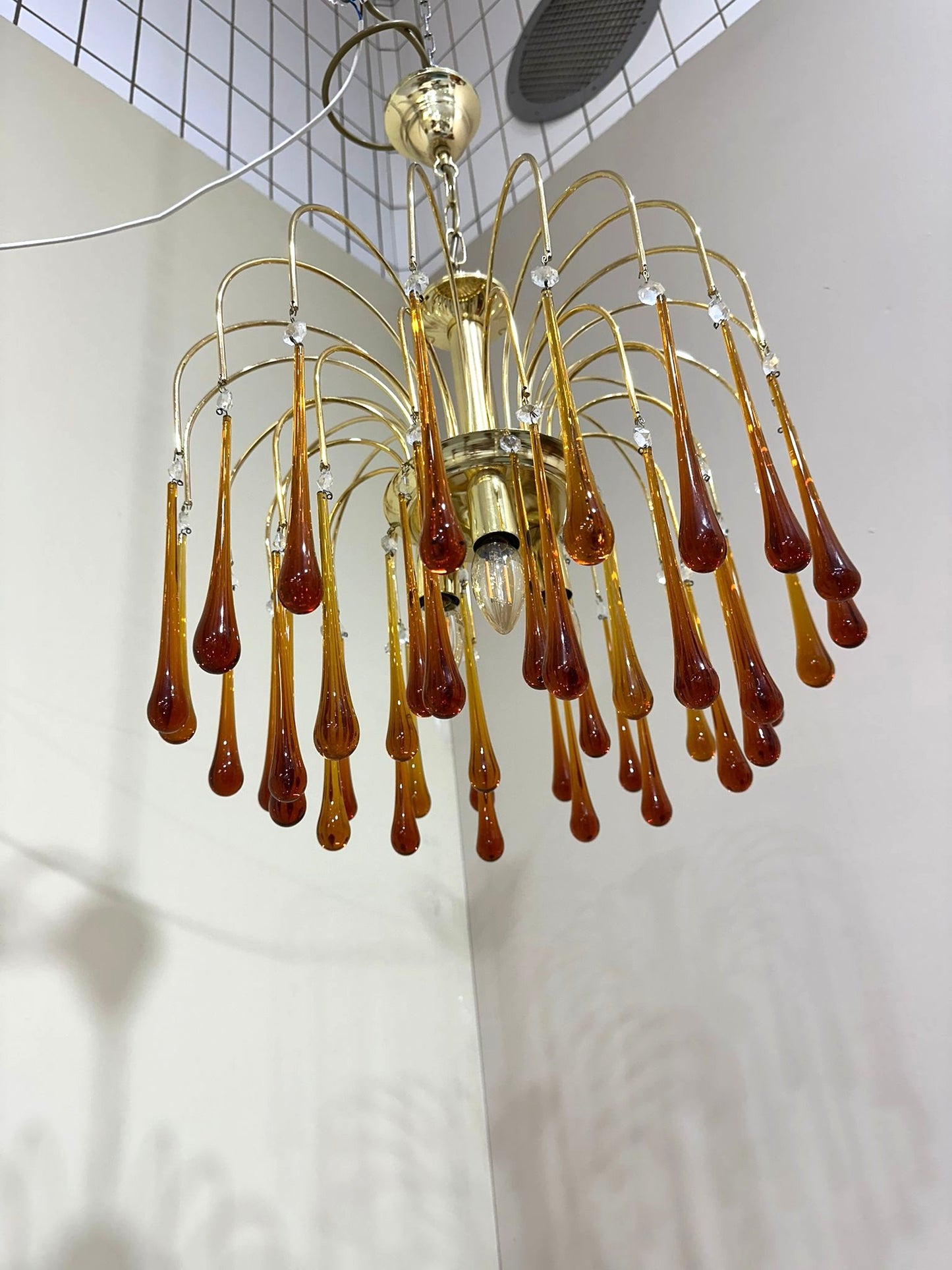 Vintage teardrop lamp - Murano, bruin, jaren '70